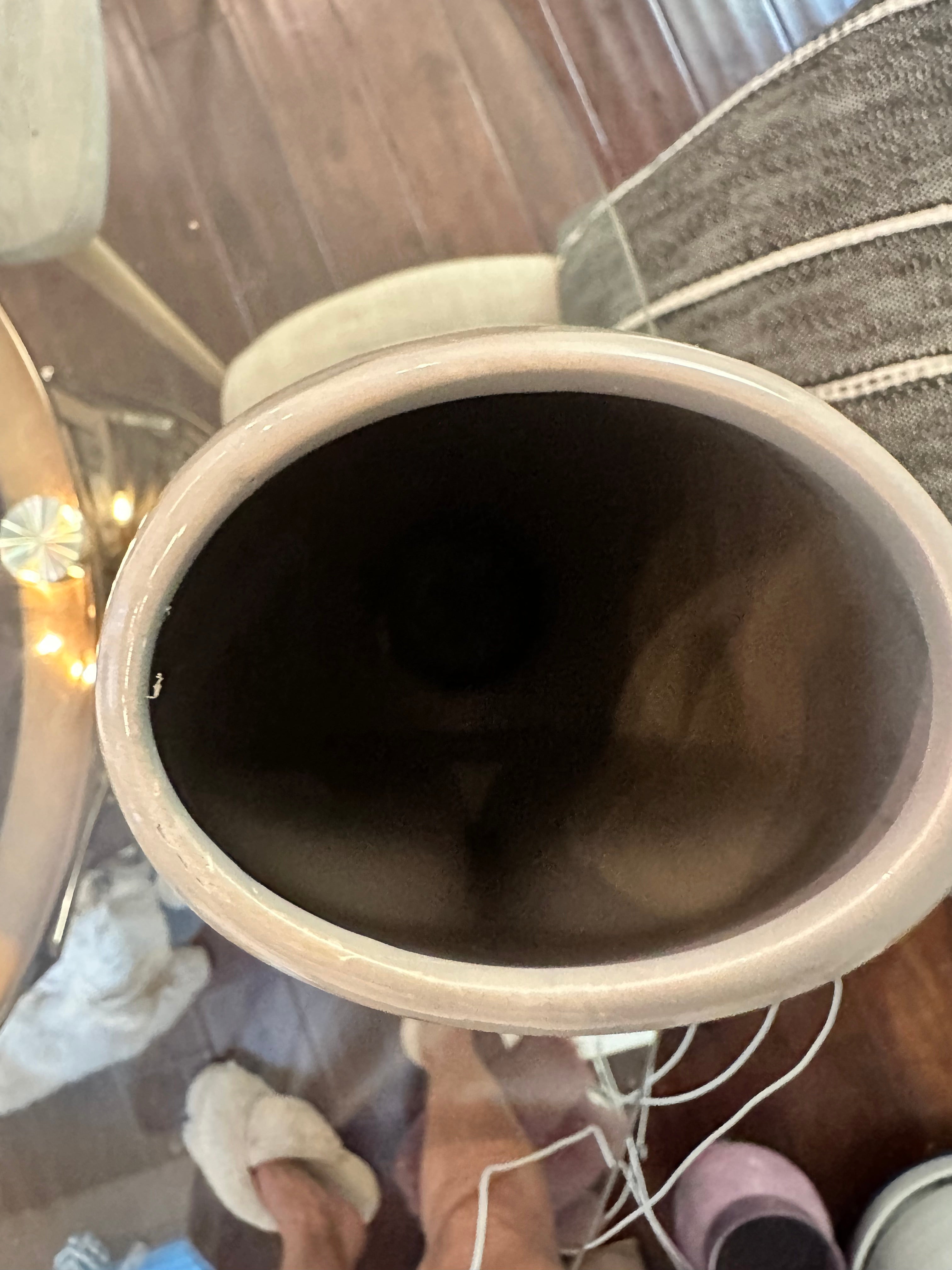 Pier 1 Glossy Taupe Ceramic Abstract Face Vase | Modern Sculptural Decor