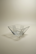Tiffany Metropolis Crystal Square Bowl, Made in Italy, Circa 1999