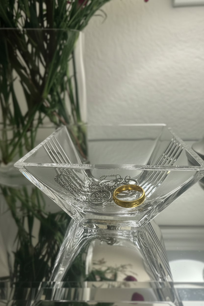 Tiffany Metropolis Crystal Square Bowl, Made in Italy, Circa 1999